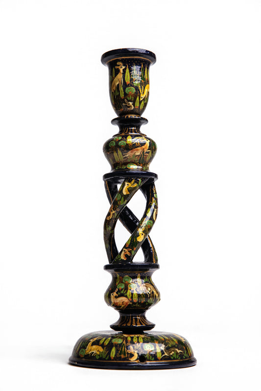 Forest Whimsy Spiral Lamp Base | Handcrafted Wooden Spiral Lamp Stand