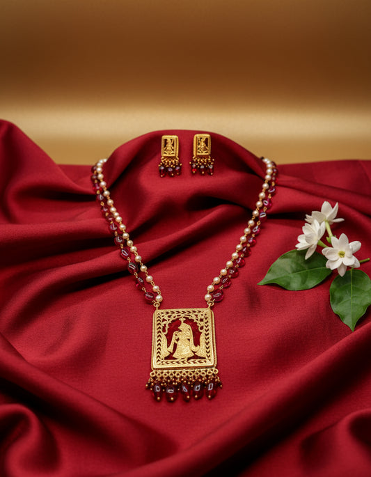 Regal Rani Thewa Queen Portrait Necklace Set – Handcrafted Jewellry