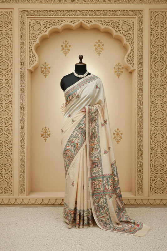Eternal Vows Mithila Wedding Saree | Handpainted Madhubani Bridal Wear