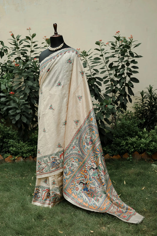 Eternal Vows Mithila Wedding Saree | Handpainted Madhubani Bridal Wear