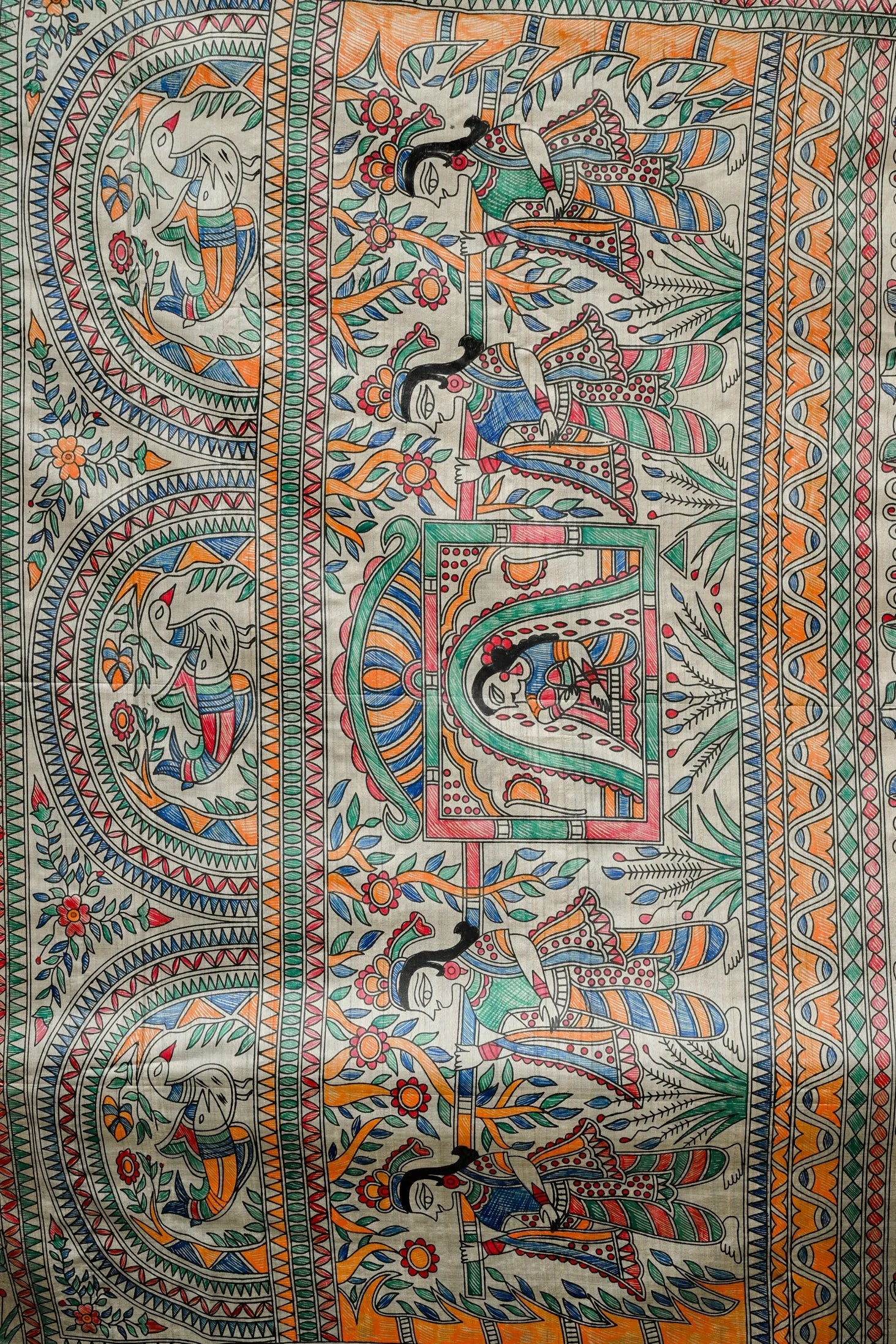 Eternal Vows Mithila Wedding Saree | Handpainted Madhubani Bridal Wear