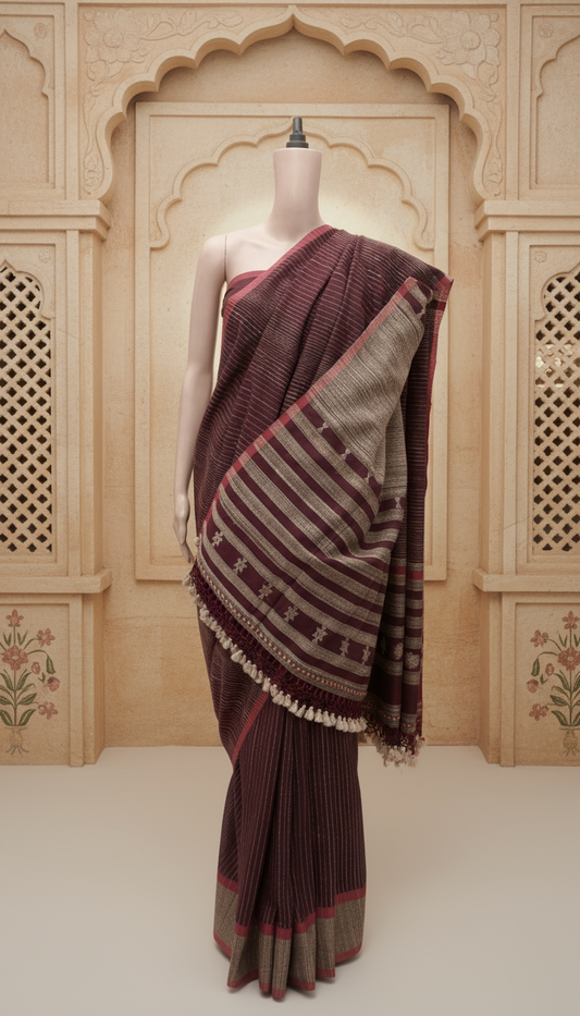 Twilight Horizon | Pagdi Gradation Handloom Saree