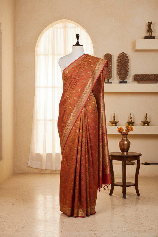 Noor-e-Tanchoi Saree | Handwoven Banarasi Silk Saree