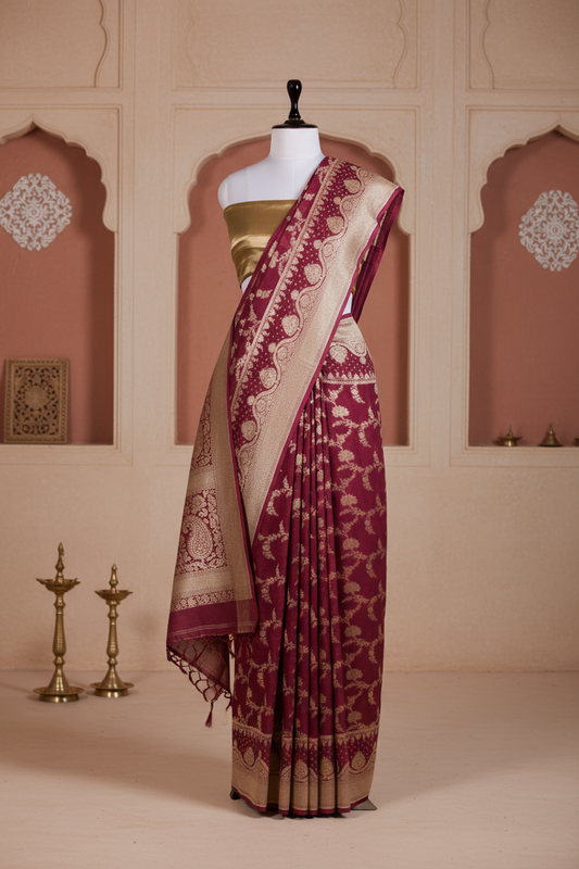Angoori Shaam Saree | Handwoven Banarasi Silk Saree