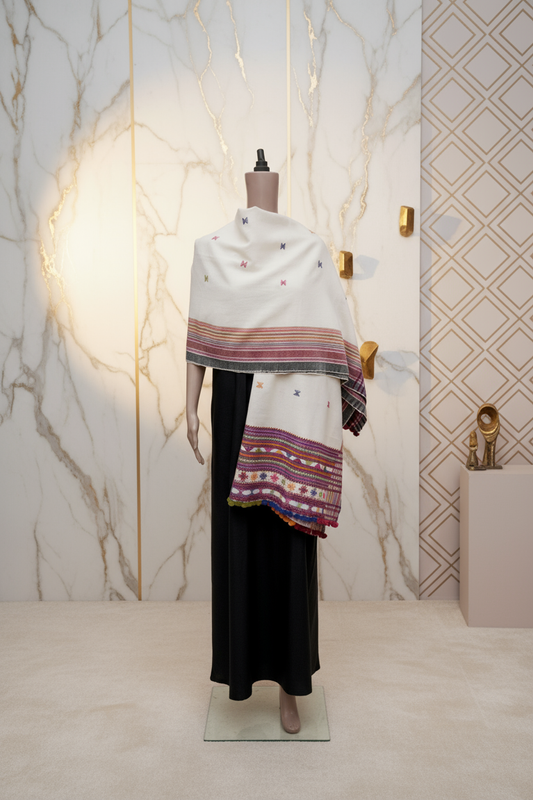 Patchwork Celebration | Wool Handwoven Kutch Shawl