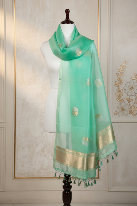 Narm Rang Dupatta | Handwoven Banarasi Silk Dupatta