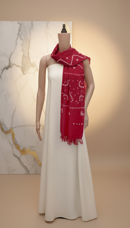 Raspberry Geometrics | Bandhani Wool Handwoven Stall
