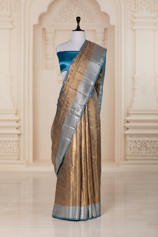 Aab-e-Firozi Saree | Handwoven Banarasi Silk Saree