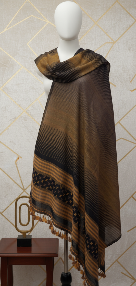 Plain Zarmar Stripe | Handloom Kutch Dupatta