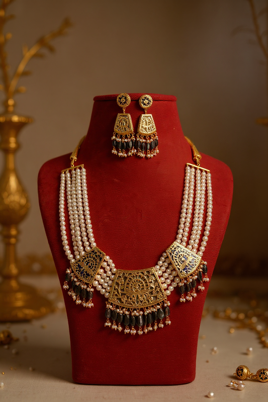 Meherbaan Thewa Pearl Cascade Festive Jewellry Necklace