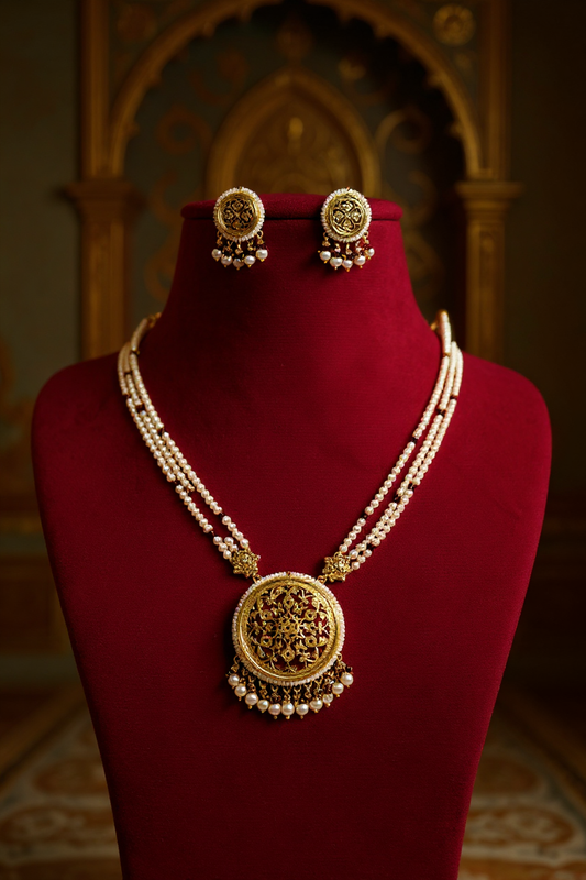 Elegant Royal Noir Bloom Thewa Onyx Glass Pendant Set