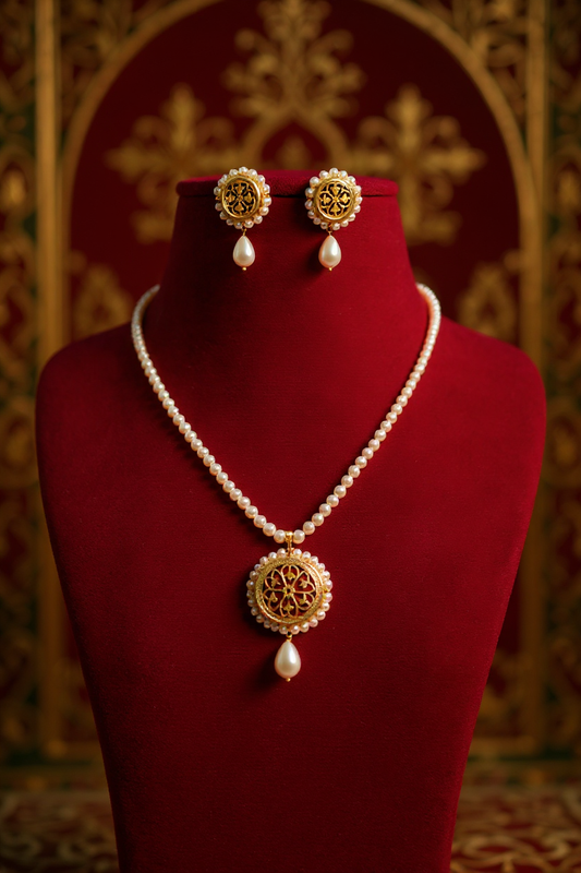 Royal Pearl Blossom Wedding Jewellry Set – Luxurious Design