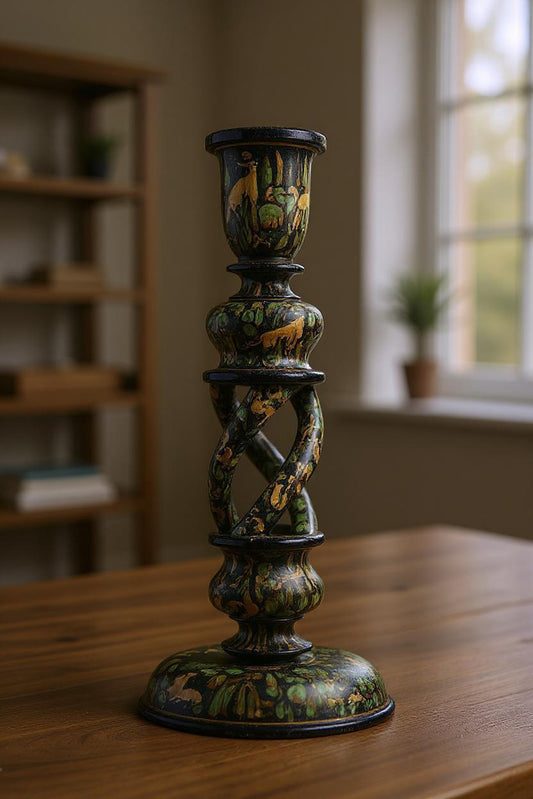 Forest Whimsy Spiral Lamp Base | Handcrafted Wooden Spiral Lamp Stand