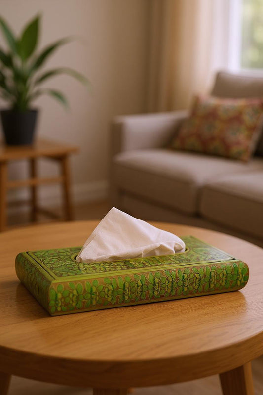 Green Grace Tissue Box | Handcrafted Wooden & Eco-Friendly Tissue Holder