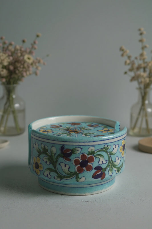 Color Splash Blue Pottery Coasters – Set of 6