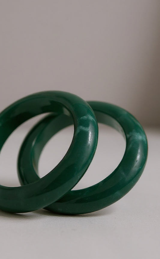 Green Jade Jewellry Set – Set of 2 Gemstone Bangles for Luck & Healing