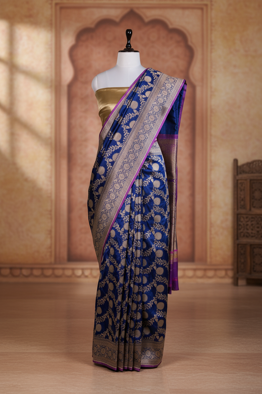 Neel Kamal Saree | Handwoven Banarasi Silk Saree