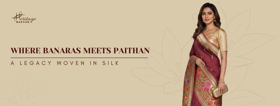 Banarasi Paithani Style Katan Silk Saree: A Legacy Woven in Two Cities, Worn by One Heart