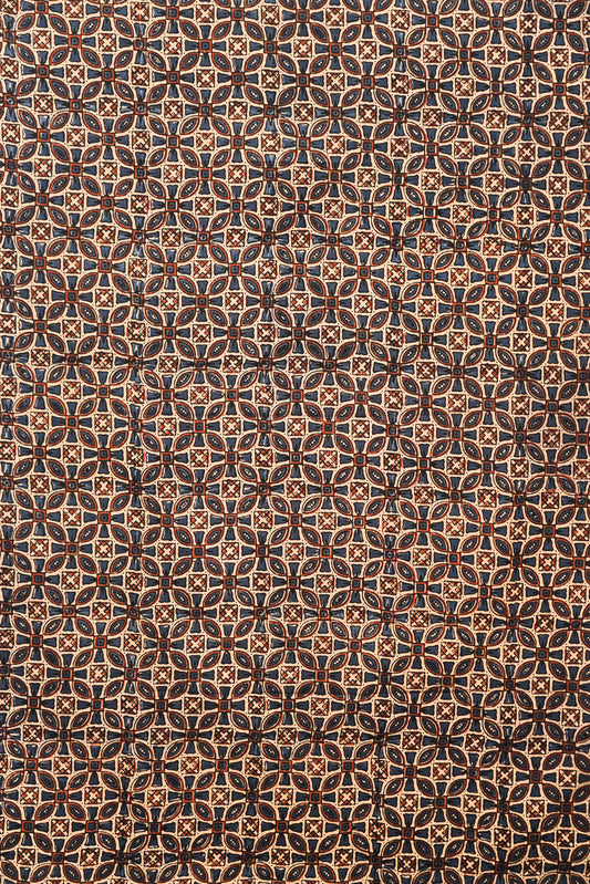Rustic Blossom Ajrak Cotton Fabric