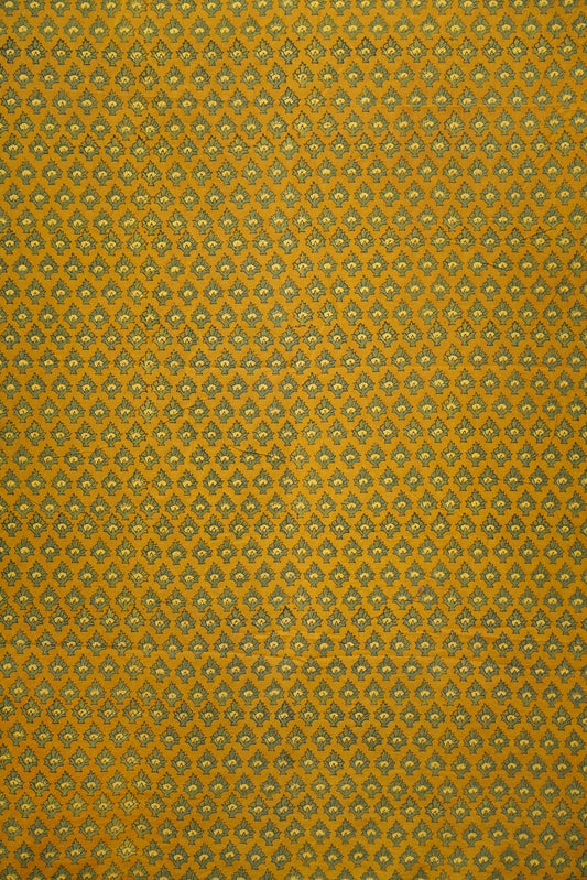 Ajrak Mustard Vine Symphony Fabric