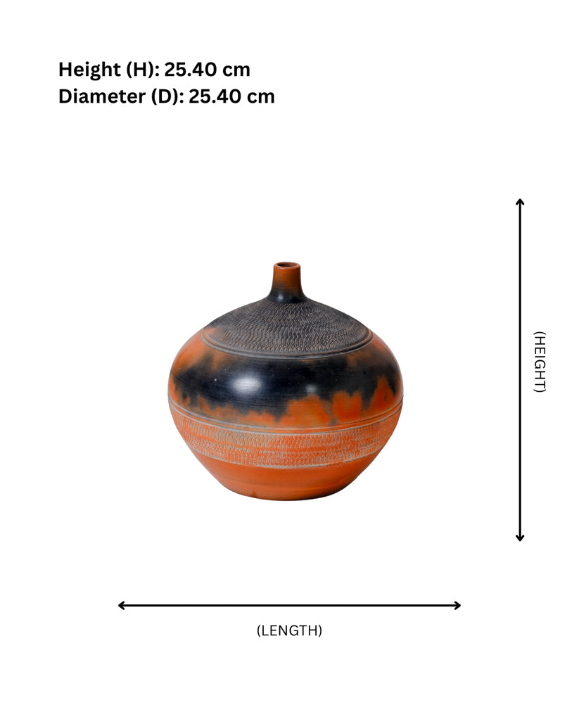 Fire Veil Textured Terracotta Vase