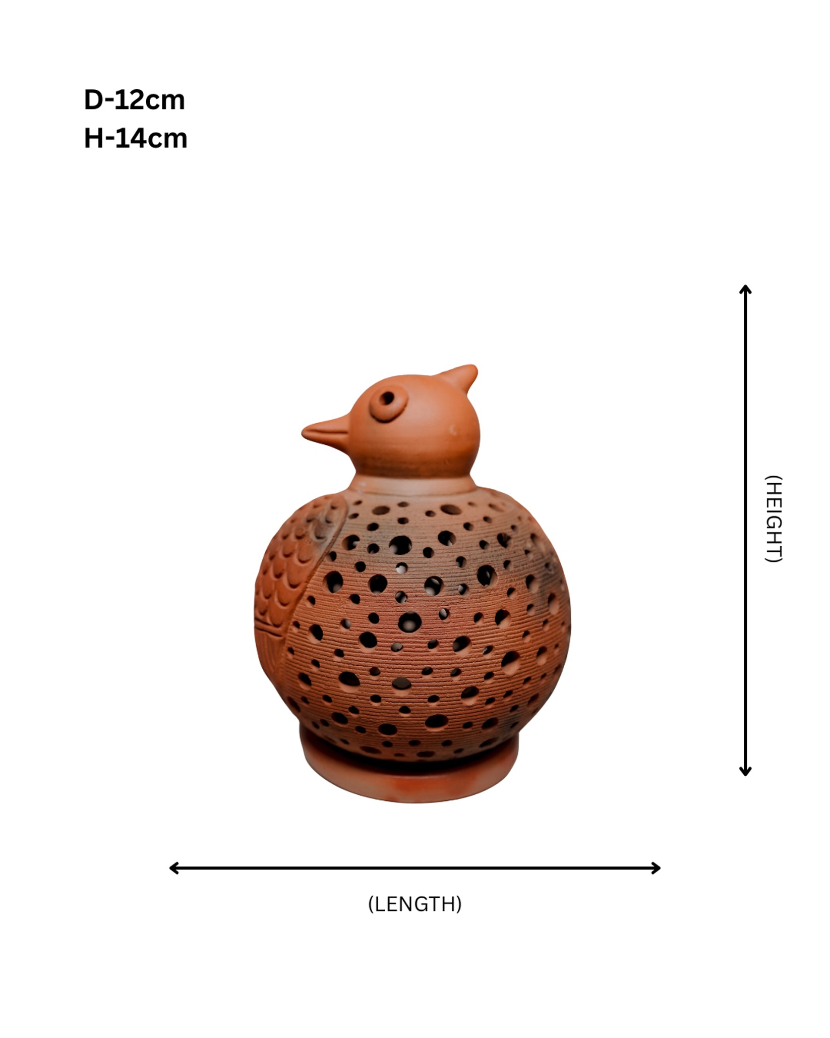 Terracotta Bird T-Light Holder (Feather & Dot Cutwork)
