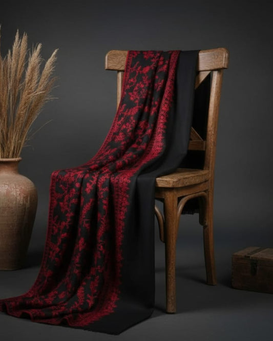 Laal Resham Kashmiri Pure Pashmina Handwoven Shawl