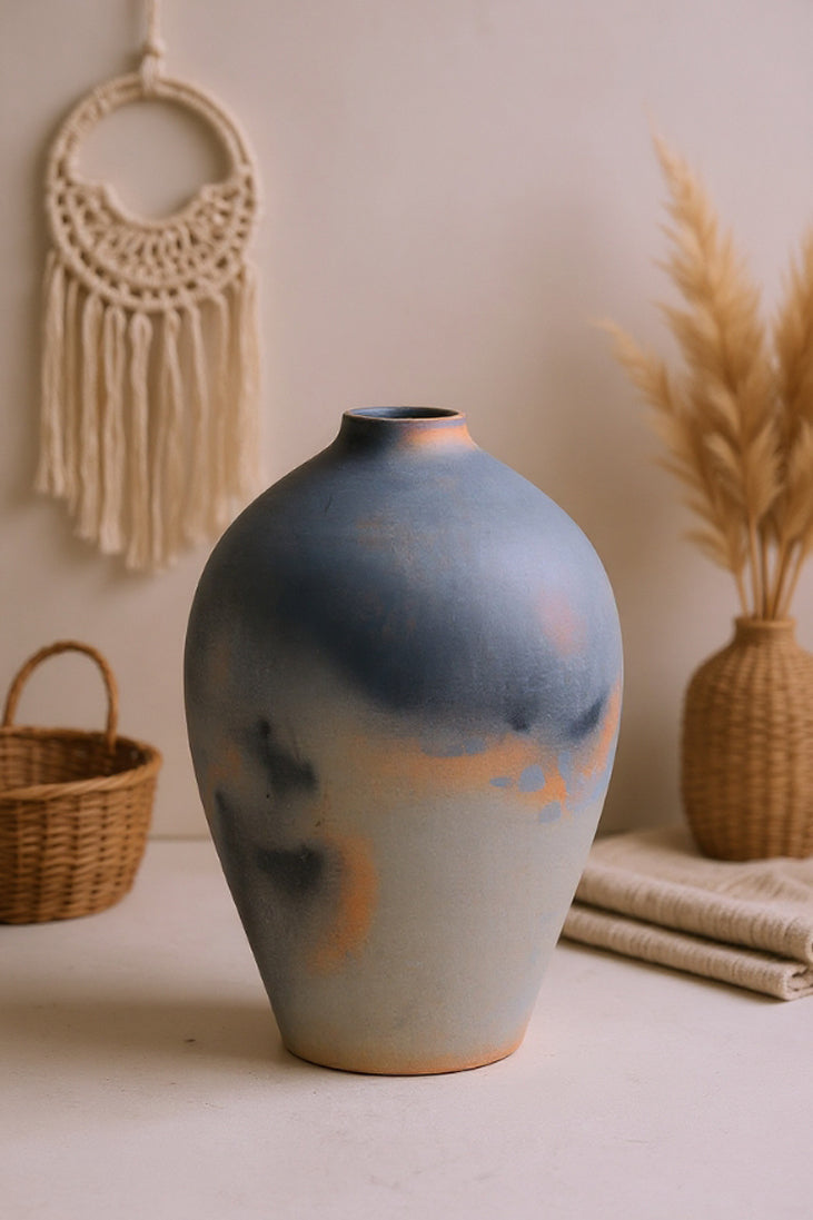 Smoke-Washed Minimalist Terracotta Vase