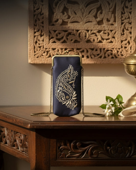 Ain by Almas – Premium Tussar Silk Chikankari Mobile Sling