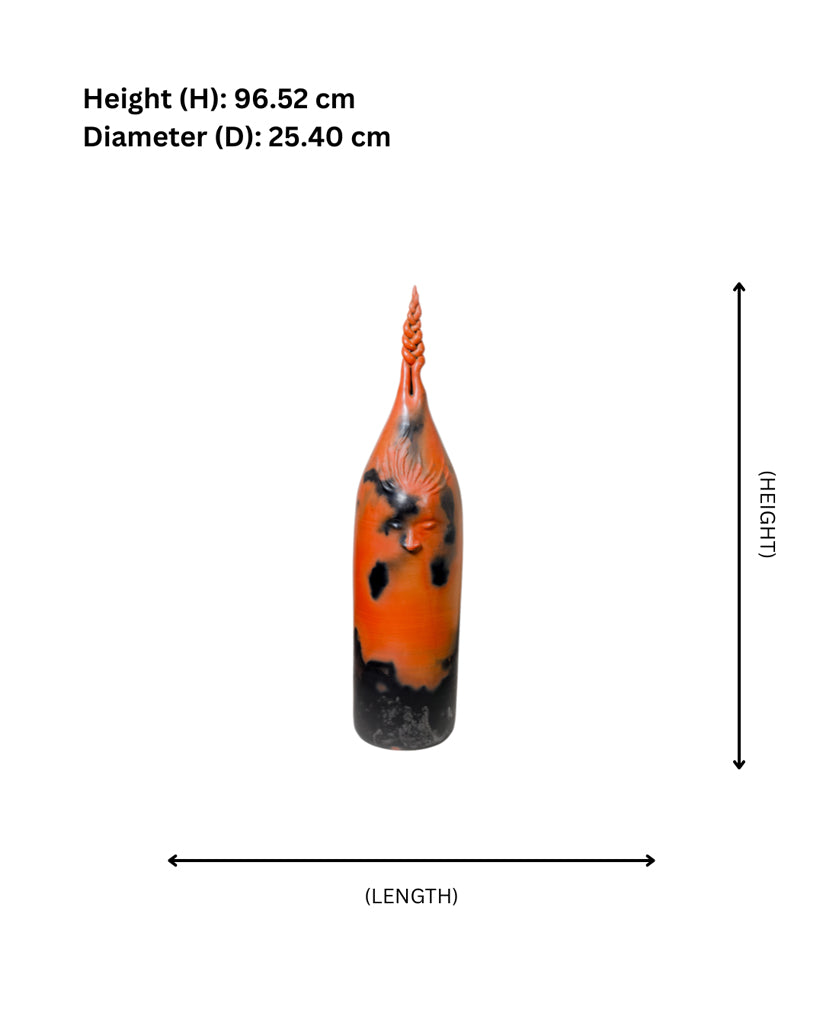 Authentic Braided Flame Keeper Terracotta Sculpture – Handcrafted Earthenware Décor