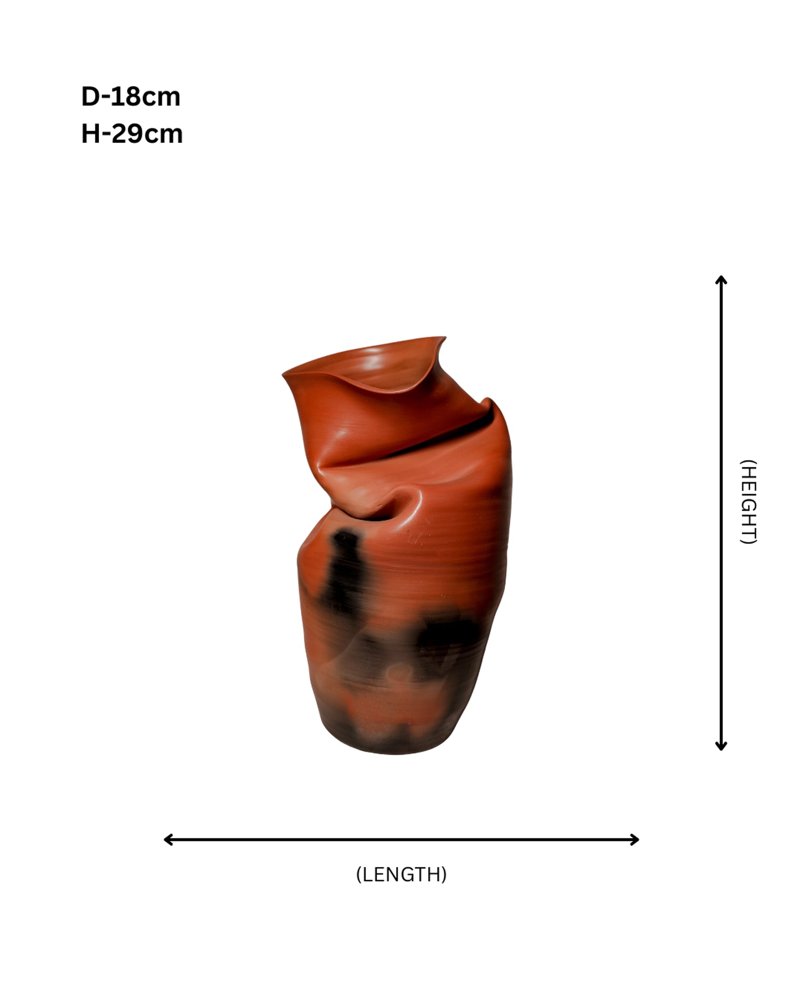 Flame-Fold Terracotta Vase