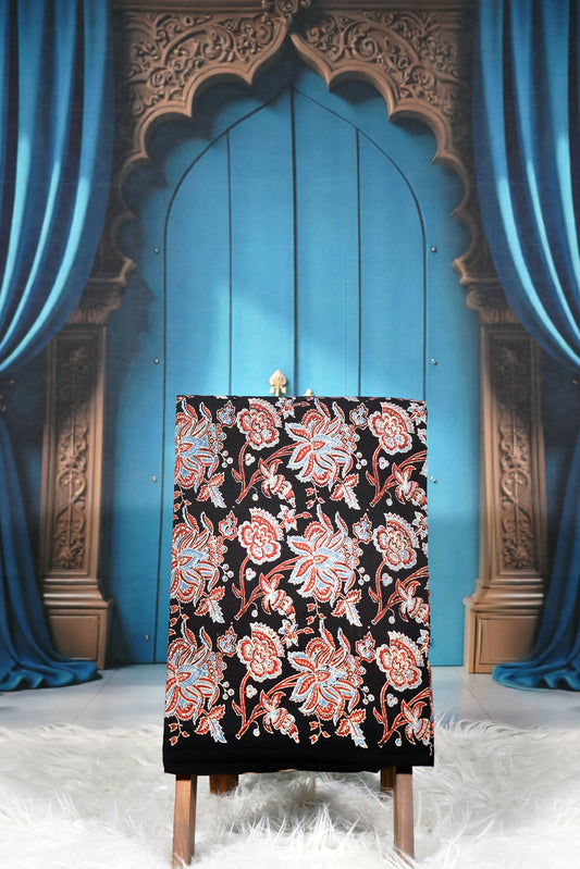 Ajrak Midnight Blossom Fabric