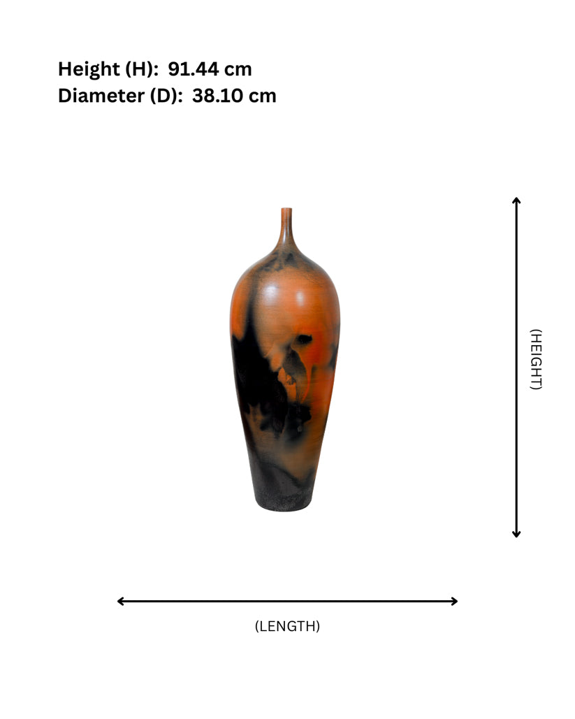Rustic Midnight Ember Tall Vase – Handmade Terracotta Artwork
