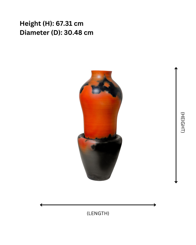 Terracotta Inferno Silhouette Vase – Artisanal Pottery for Living Spaces