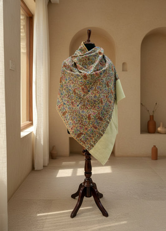 Sage Kashmiri Heritage Pashmina | Kalamkari & Kashida Fusion