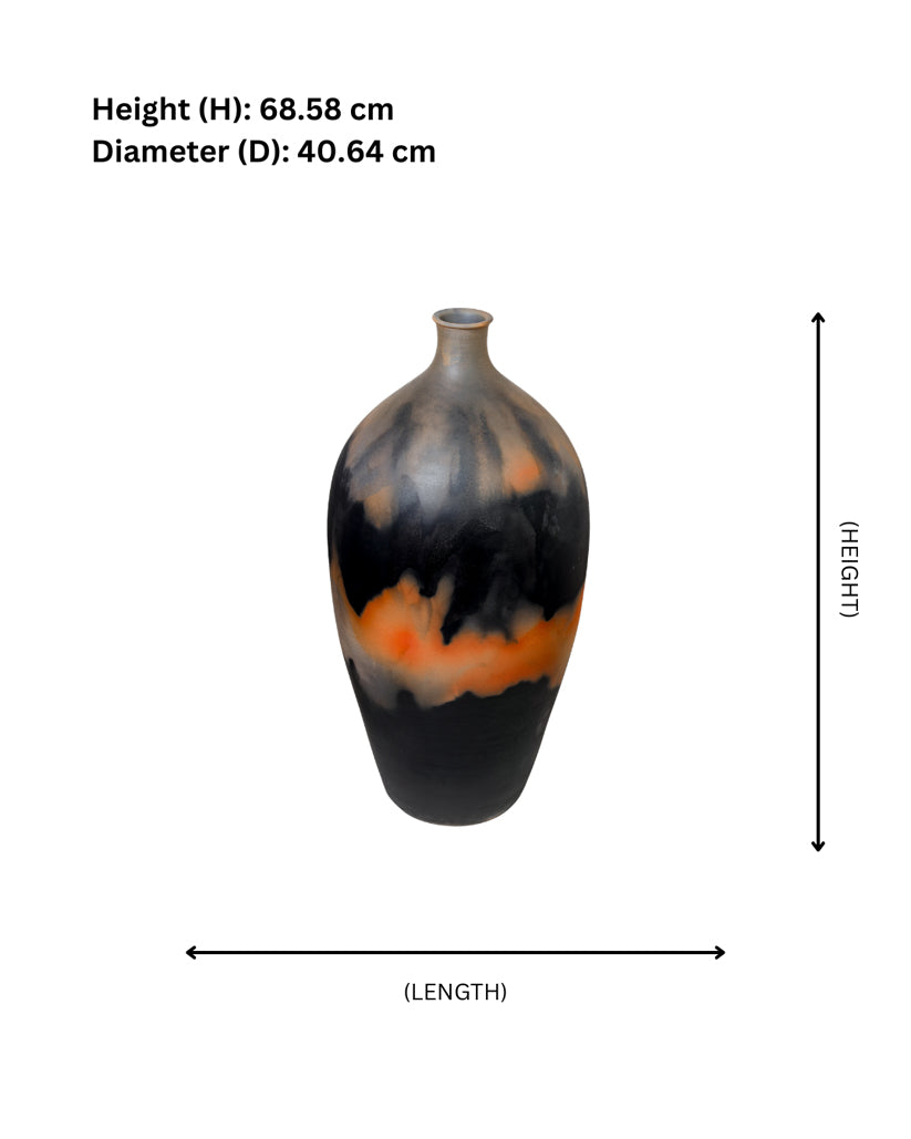 Midnight Ember Tall Terracotta Vase