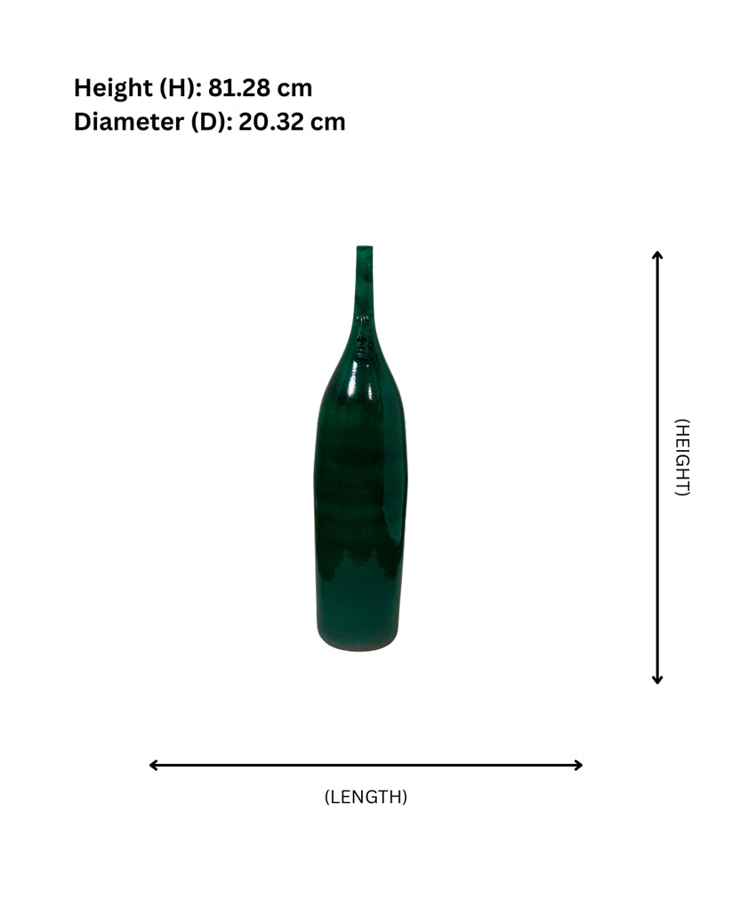 Terracotta Emerald Sentinel Vase – Artisanal Pottery for Living Spaces