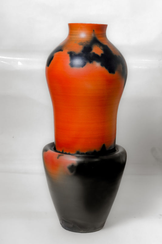Terracotta Inferno Silhouette Vase – Artisanal Pottery for Living Spaces
