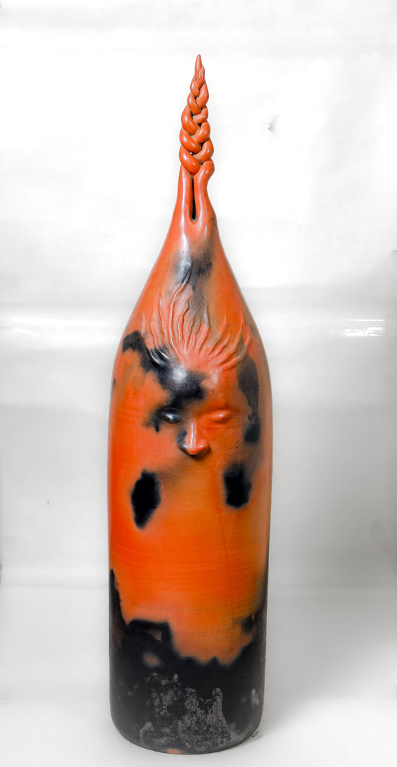 Authentic Braided Flame Keeper Terracotta Sculpture – Handcrafted Earthenware Décor