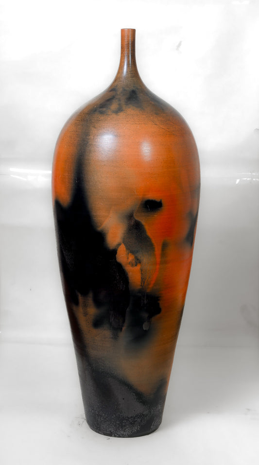 Rustic Midnight Ember Tall Vase – Handmade Terracotta Artwork