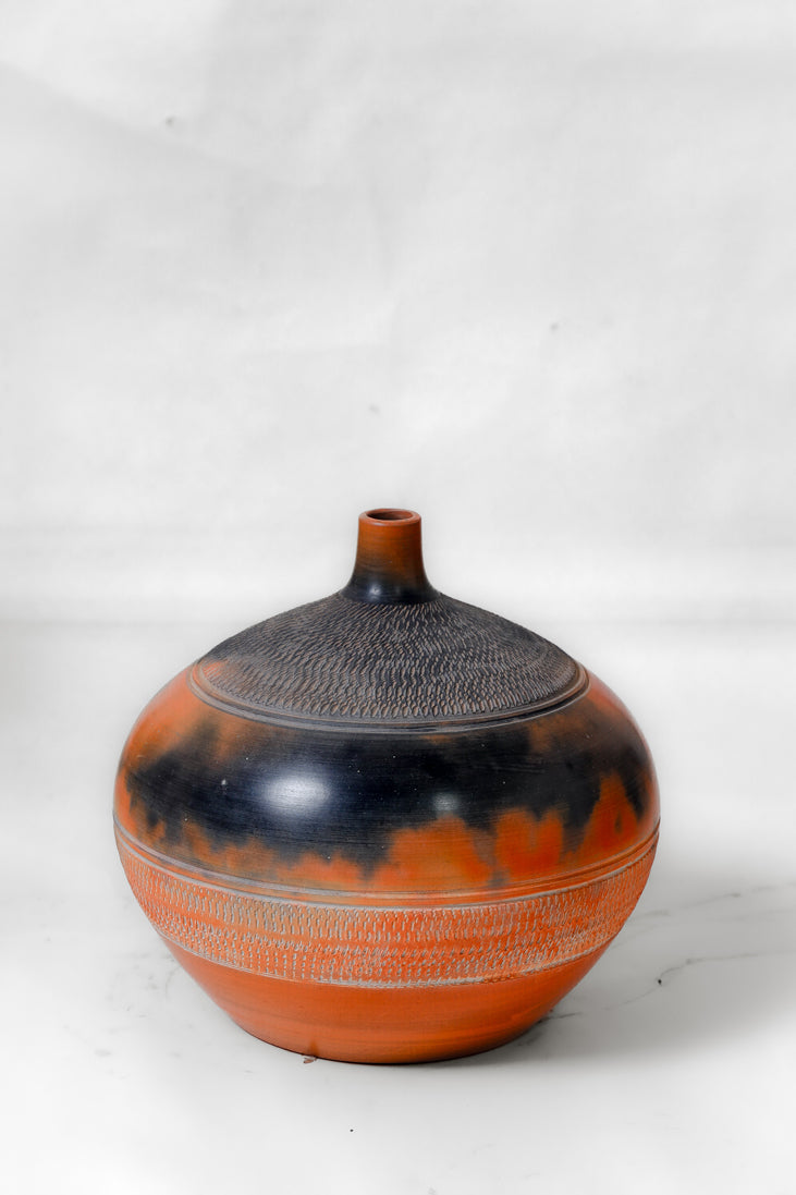 Fire Veil Textured Terracotta Vase
