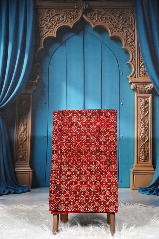 Ajrak Ruby Mosaic Fabric