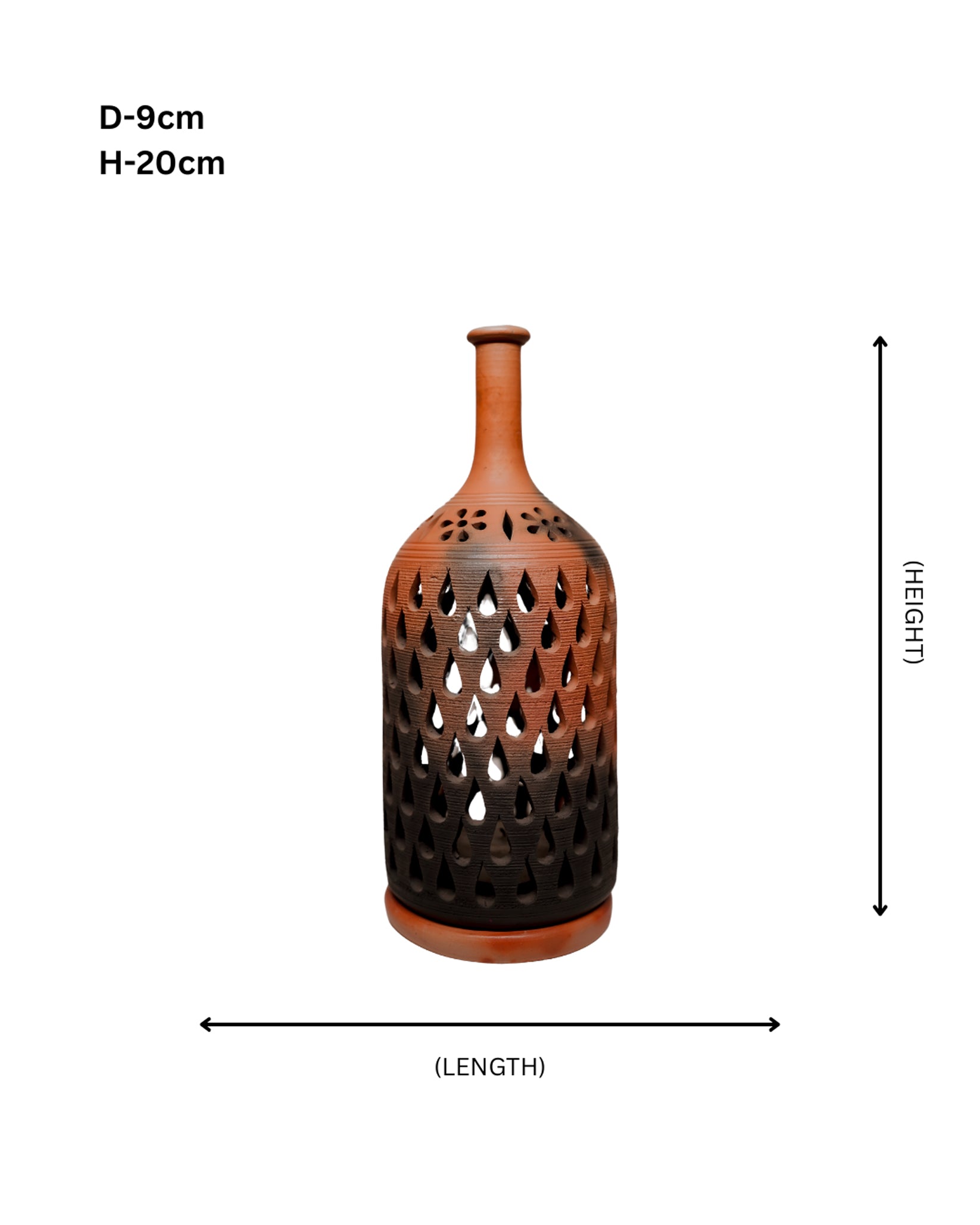 Terracotta Bottle T-Light Holder (Geometric Jali)