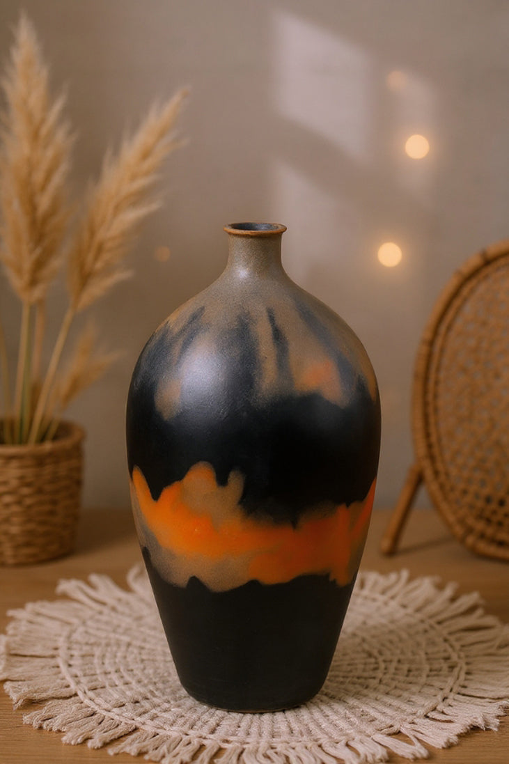 Midnight Ember Tall Terracotta Vase