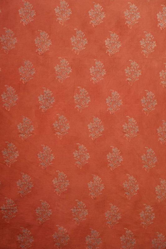 Ajrak Terracotta Vine Fabric