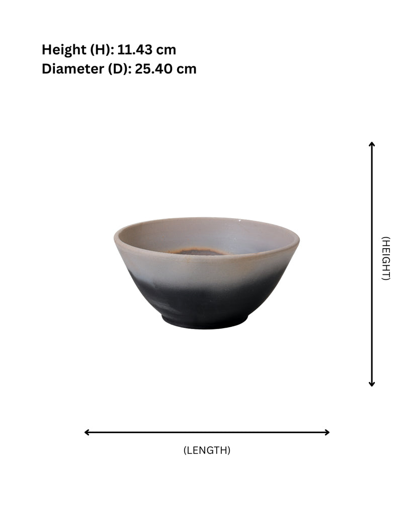 Gradient Fired Terracotta Bowl – Black & Smoke Finish