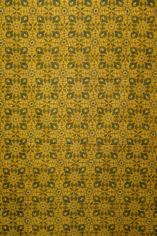Saffron Mosaic Ajrak Fabric