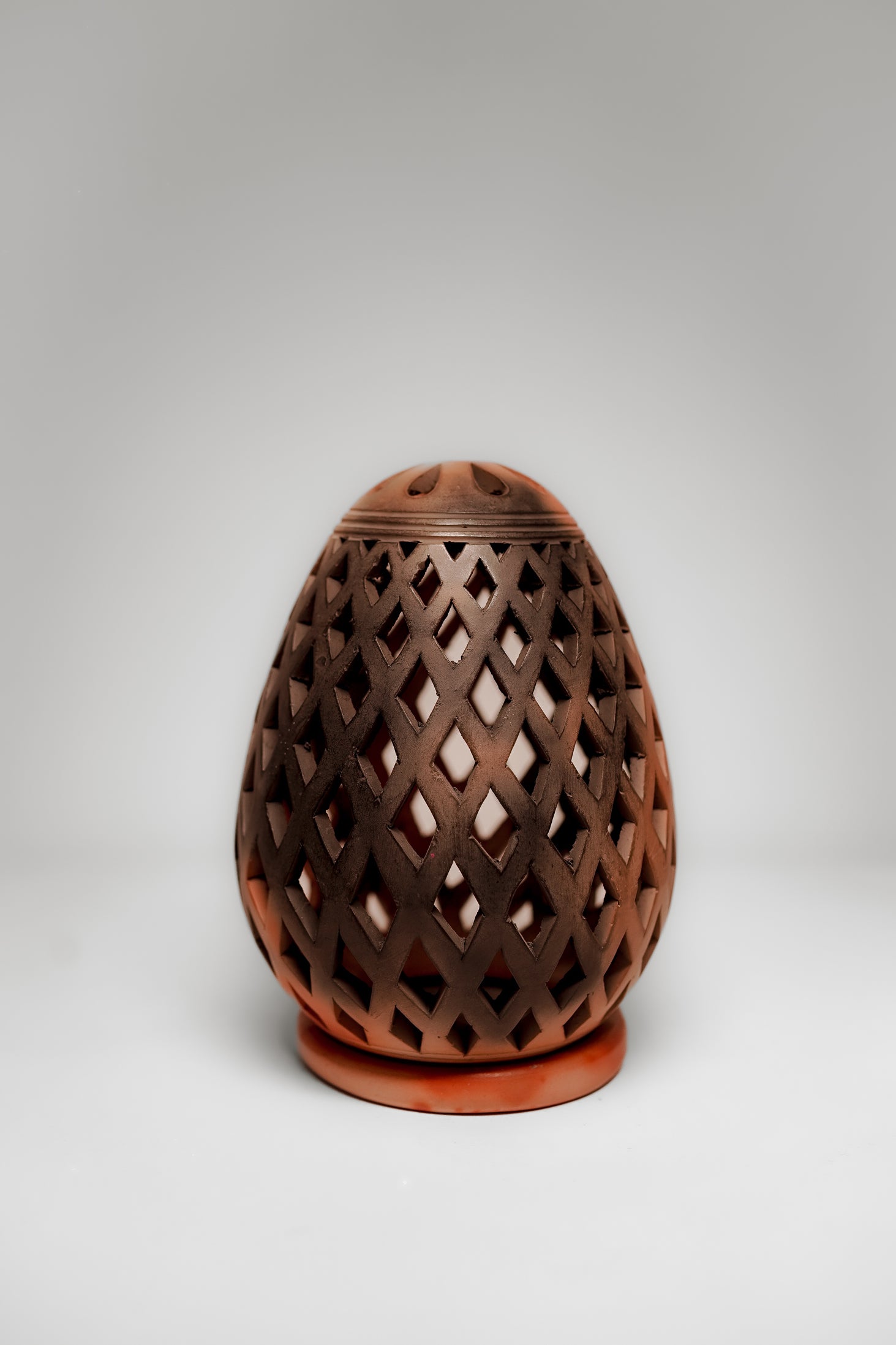 Handmade Earthen Glow T-Light – Diamond Cut Terracotta Candle Décor