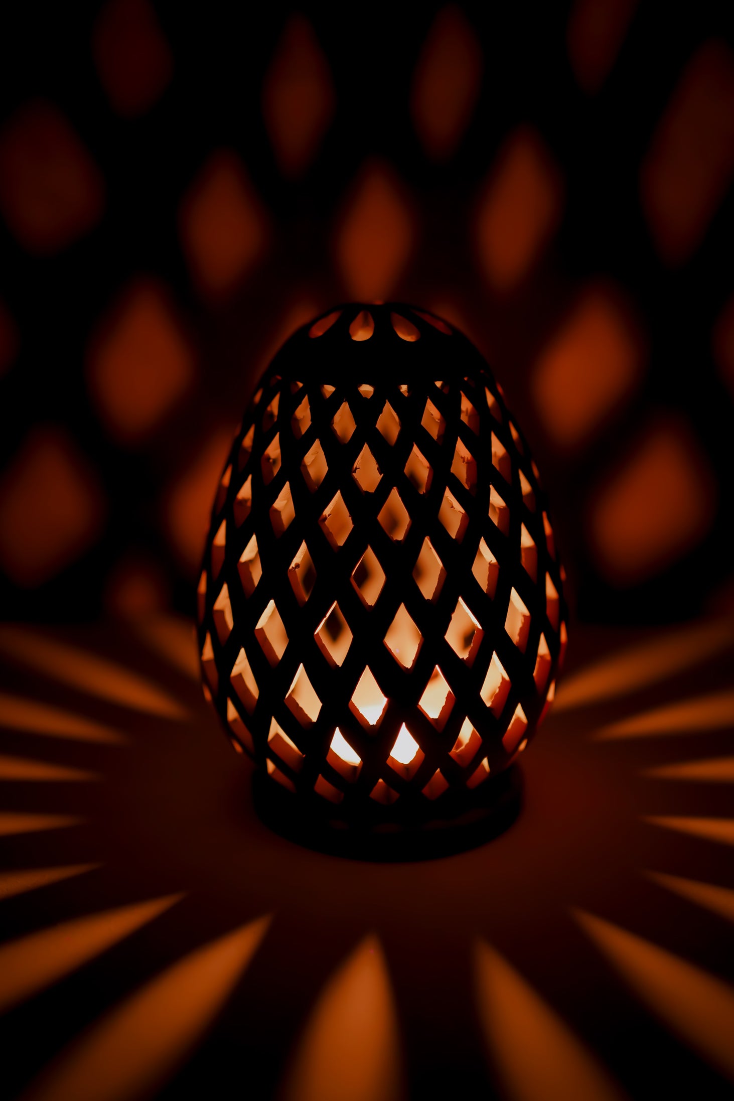Handmade Earthen Glow T-Light – Diamond Cut Terracotta Candle Décor