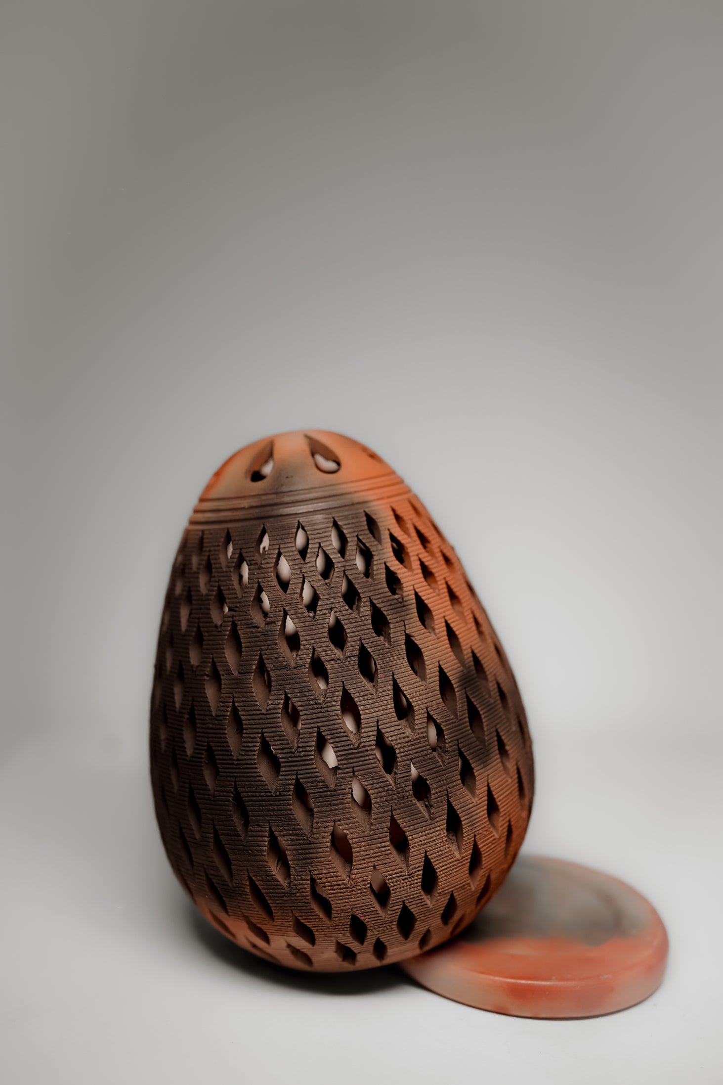 Terracotta Leaf-Cut T-Light Holder